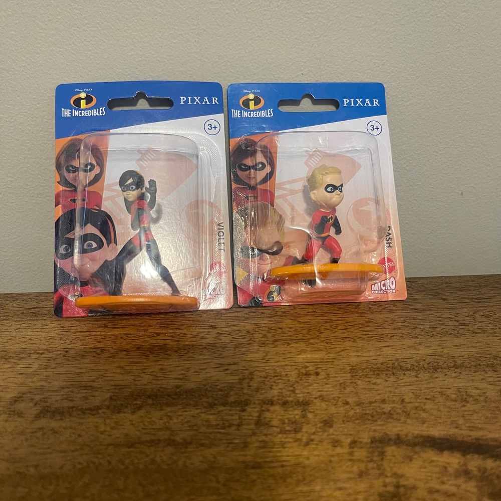New Pixar Mattel Kids The Incredibles Micro Figures Red Violet Dash Set